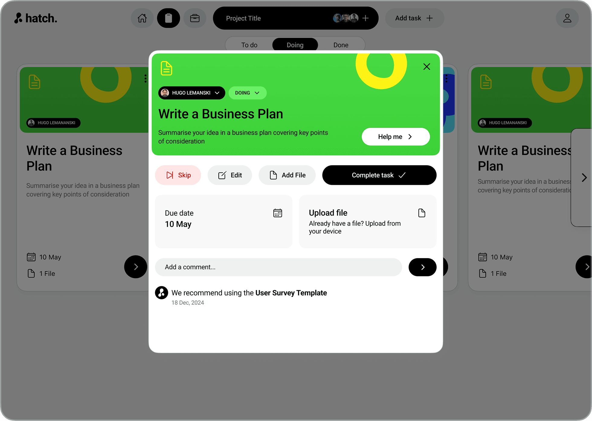 Hatch app screenshot